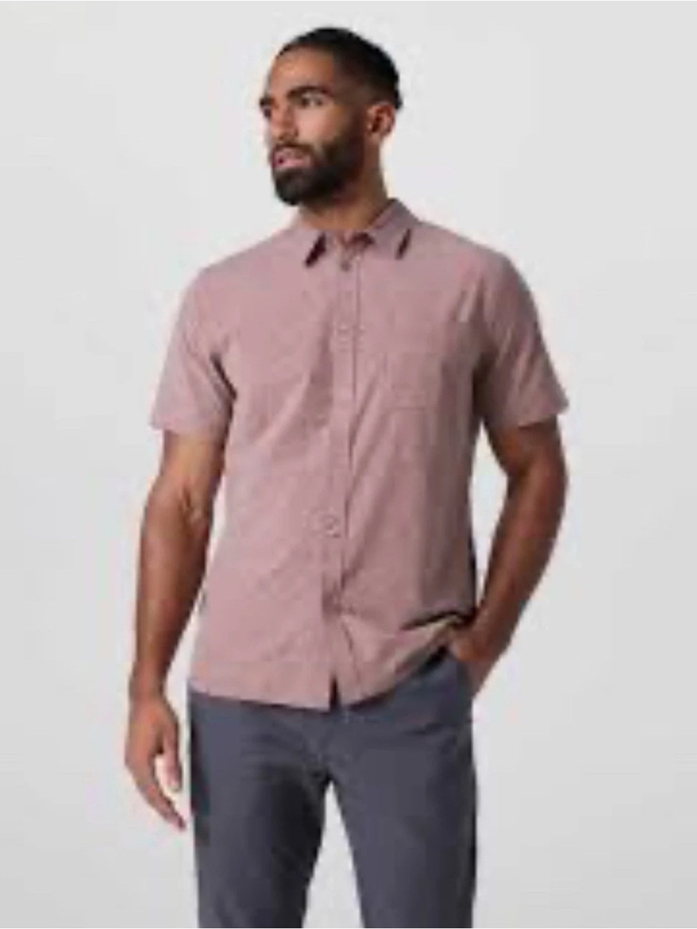 Vuori Bridge Button Down Shirt Mens Sz S Mauve Short Sleeve NWOT Active Office